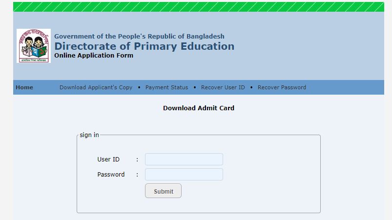 Primary Assistant Teacher Job Exam Date Admit Card